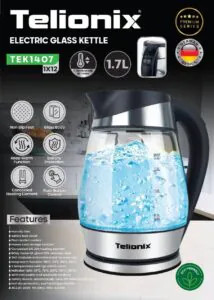 کتری برقی شیشهای دیجیتال تلیونیکس مدل TEK1407