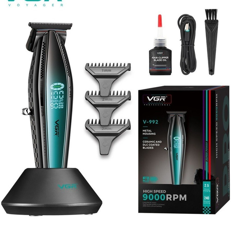 ماشین اصلاح موی سر و صورت وی جی آر مدل V-992 با تیغه سرامیک و ضد آب